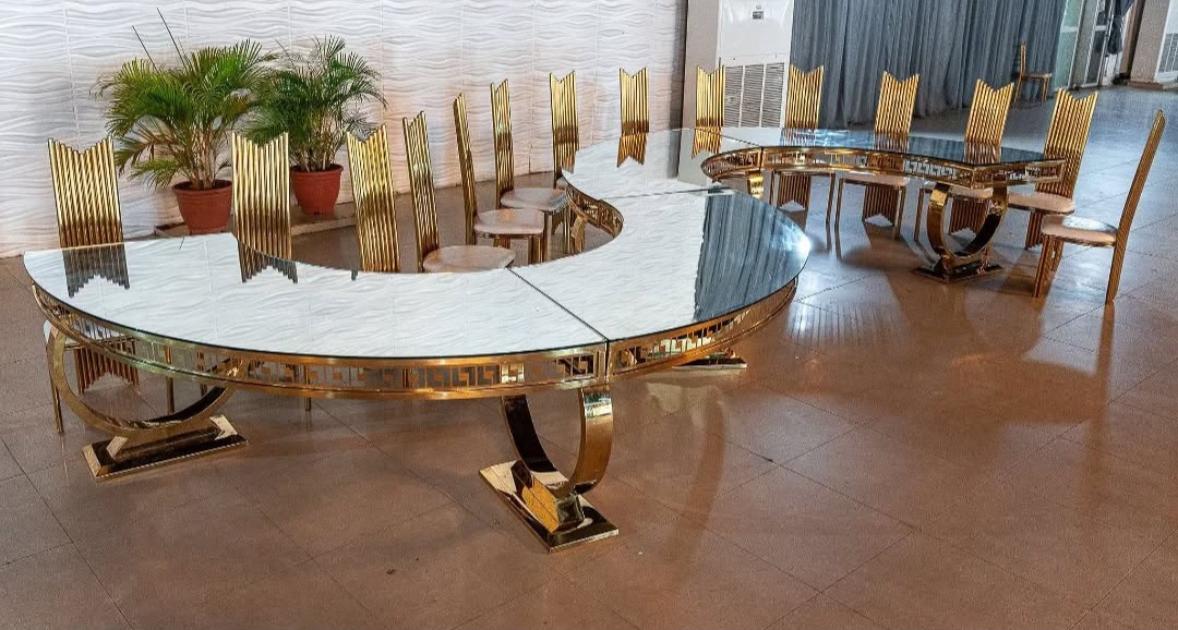 S-Shaped VIP Table for Rent in Lagos – Premium Curved Table for Weddings & Parties