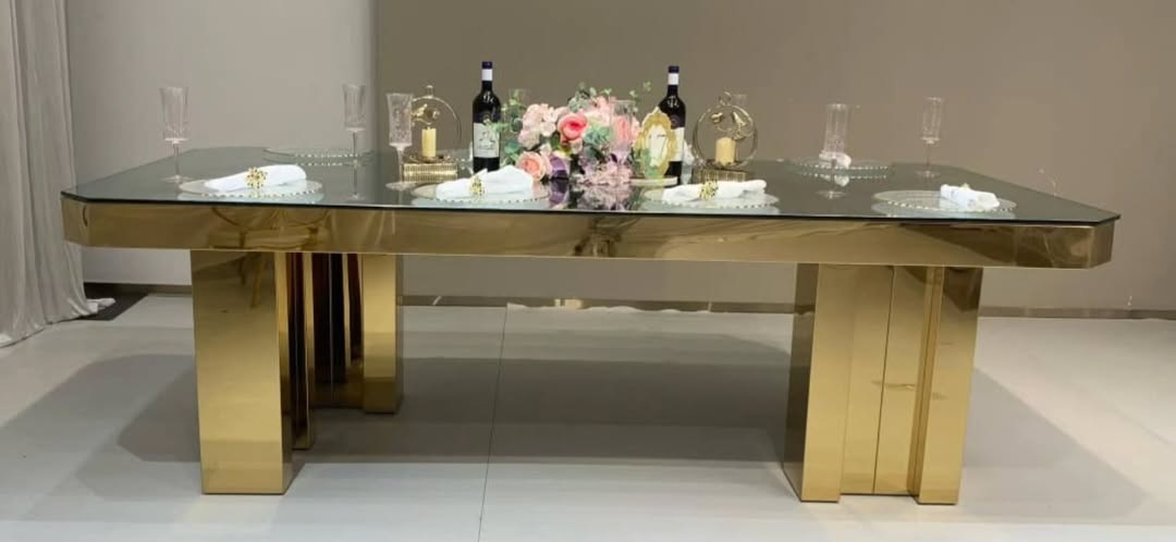 Thick Gold VIP Table for Rent in Lagos – Premium Event Furniture Hire