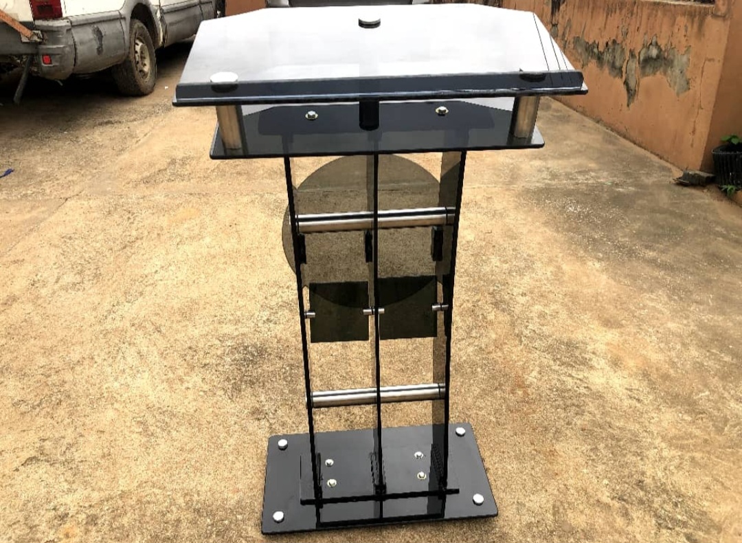 Black Glass Podium for Rent in Lagos – Premium Stage & Event Presentation