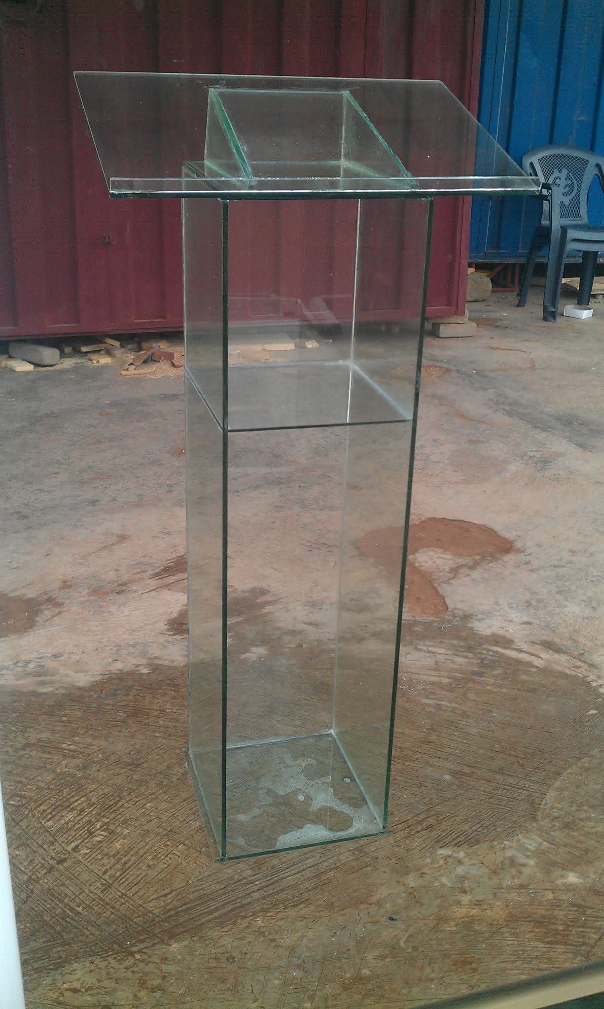 Clear Glass Podium for Rent in Lagos – Premium Event Stage Furniture