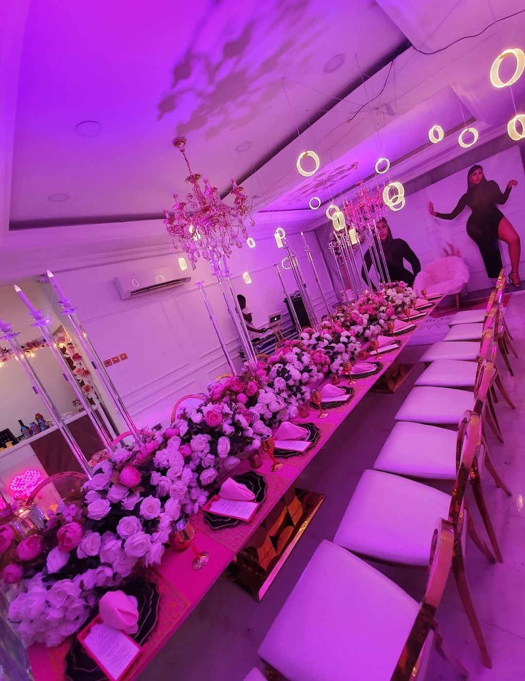 Pink Top Exotic Base VIP Table for Rent in Lagos – Luxury Furniture Hire