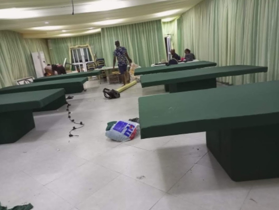 Green Velvet Clad VIP Table for Rent in Lagos – Premium Event Furniture