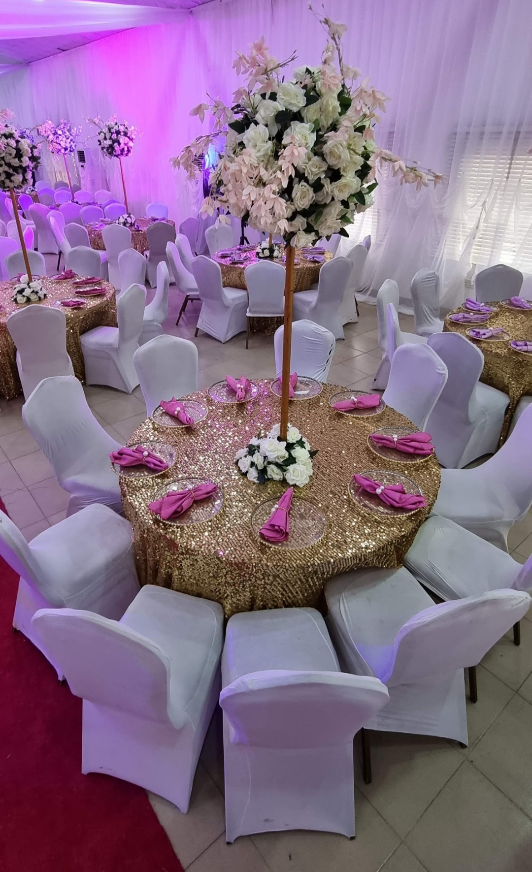Gold Sequin Table Covers for Rent in Lagos – Luxury Sparkle Event Linen