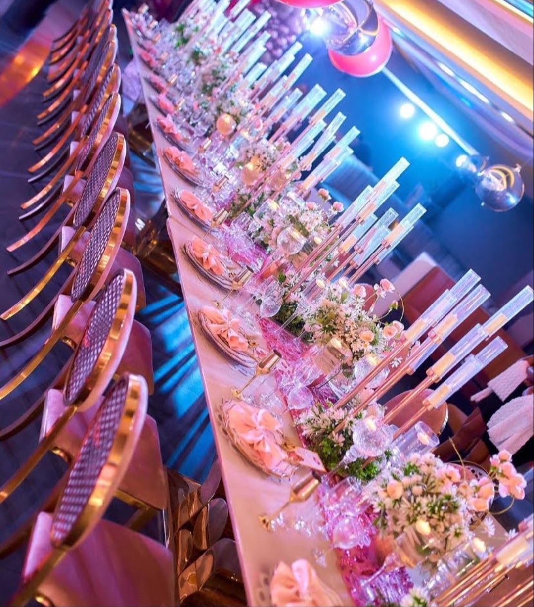 U-Shaped Base Exotic VIP Table with Beige Velvet Top for Rent in Lagos – Premium Event Furniture